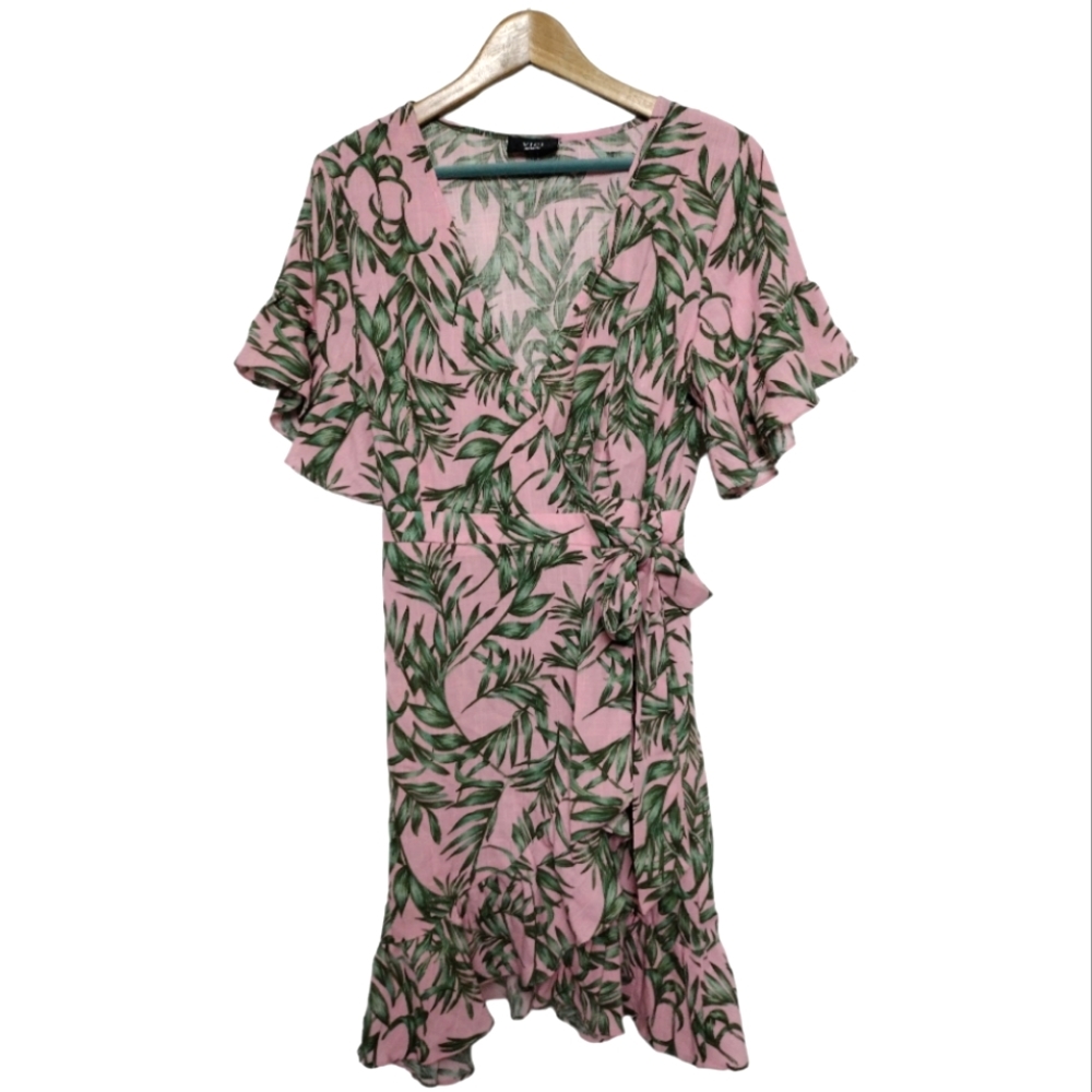Vici Palm Ruffle Wrap Dress